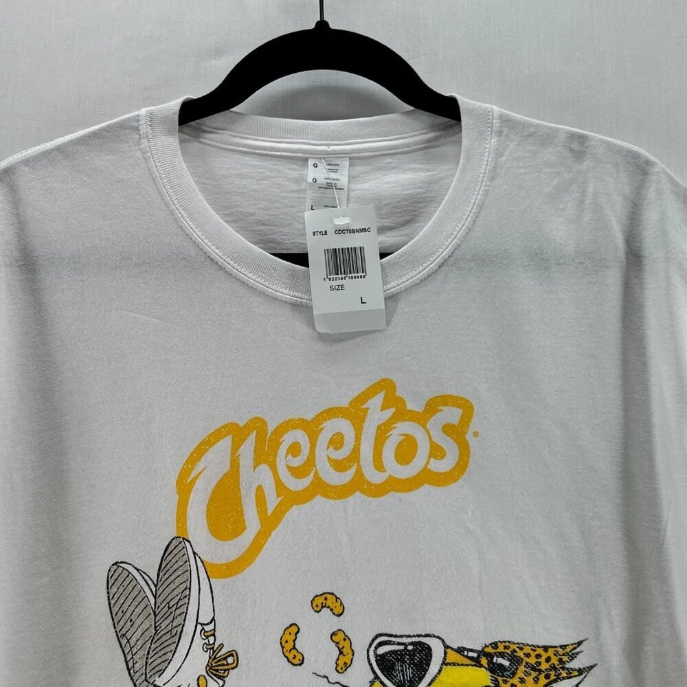 Cheetos Chester Cheetah Motorcycle Graphic Tee Men L Crewneck Short Sleeve White - Picture 3 of 10